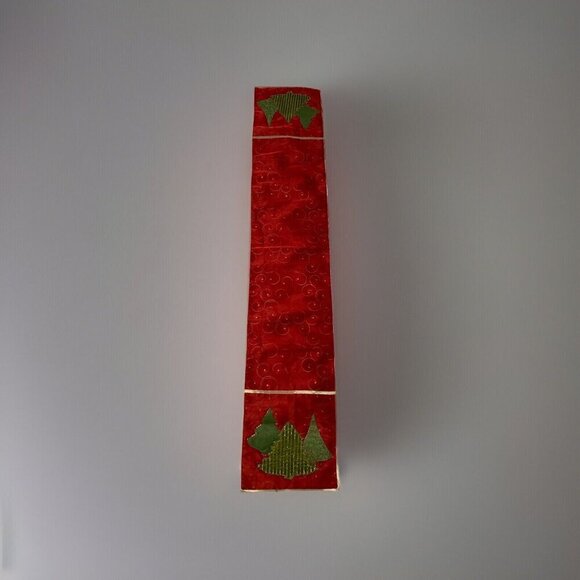 Beaded Christmas Tree Table Runner 70" x 13.75" Red Gold Green Holiday Decor - Picture 2 of 8